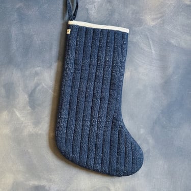 Quilted Stocking, Calico Stripe Blue