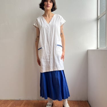 Cobalt + White Linen Layered Dress (M)