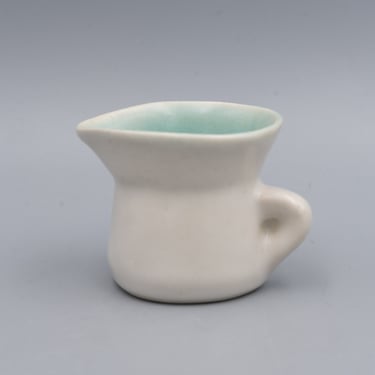 Early Winfield Creamer White & Turquoise | Vintage California Pottery 
