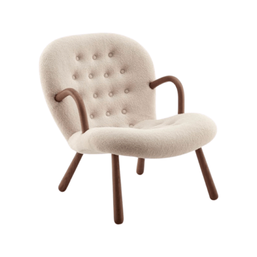 Clam Style Chair by Arnold Madsen in Short Sheepskin