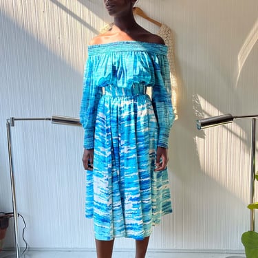 Saint Laurent Blue Cotton Printed Skirt 
