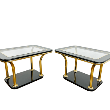 #1031 Pair of Faux Brass Tusk Side Tables