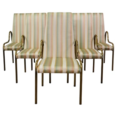 Set of 6 Mastercraft Brass Dining Chairs, 1970s