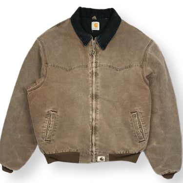 Vintage 80s/90s Carhartt Mocha Brown Corduroy Collar Santa Fe Work Jacket Size XL/XXL 