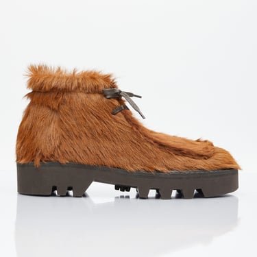 Dries Van Noten Men Ponyhair Lace-Up Boots