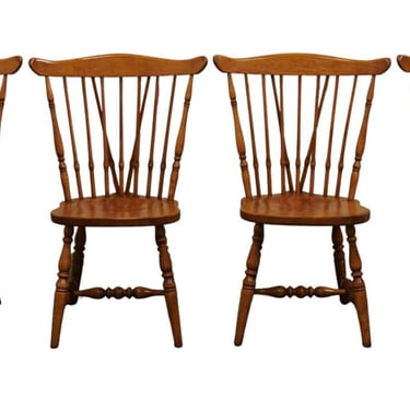 Set of 4 SPRAGUE & CARLETON Solid Hard Rock Maple Colonial Early American Fiddleback Dining Side Chairs 