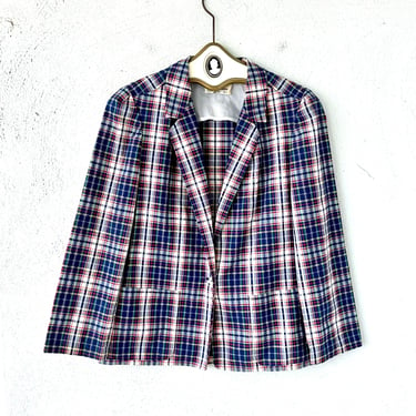 Vintage 60s Plaid Suit Coat 1960s Mod Blazer Lightweight Jacket 