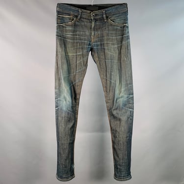DIESEL Size 30 Blue Distressed Cotton Blend Zip Fly Jeans