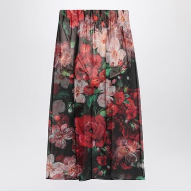 Dolce&Gabbana Chiffon Silk Skirt With Rose Print Women