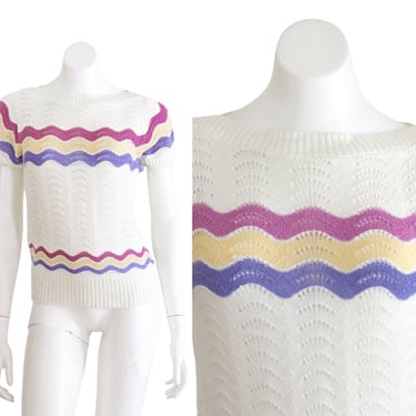 Vintage Short Sleeve Crochet Sweater 