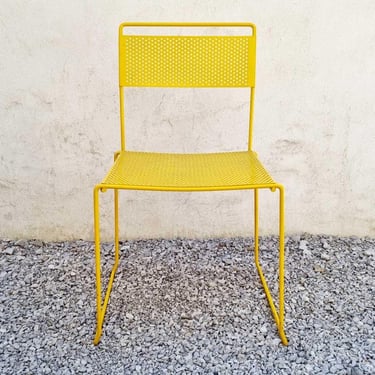 Mid Century Dining Chair / Design by Giandomenico Belotti / Metal Office Chair / Yellow Chair / Italian Design / Popart / Italy / '70s '80s 