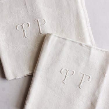 vintage French monogrammed napkins, set of 7