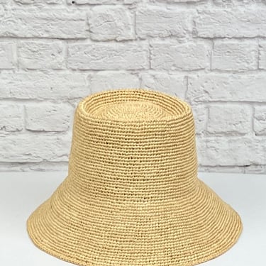 Janessa Leoné Felix Crochet Raffia Bucket Hat, Natural