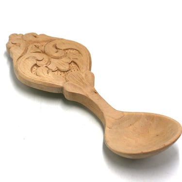 vintage Hand Carved Wooden Spoon Made in Norway 1985 