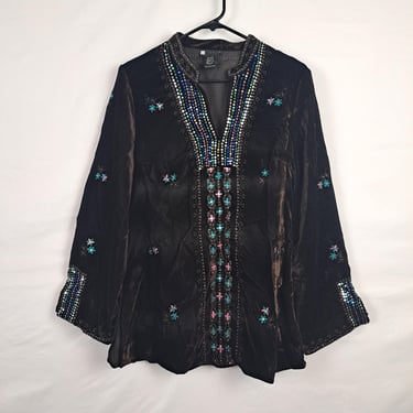 Vintage Y2K Brown Velvet Boho Tunic 