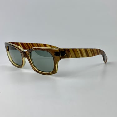 1950's Sunglasses - Striped Tortoise Colored Frame - COOL-RAY POLAROID N135 - Original Gray Plastic Lenses 