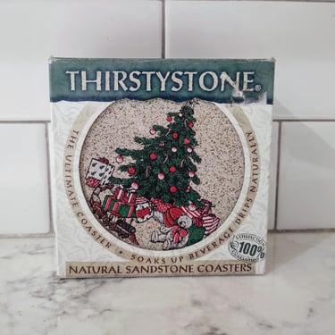 Vintage 1994 Christmas Themed Thirstystone Coasters by Desert Sandscapes Tucson, AZ 