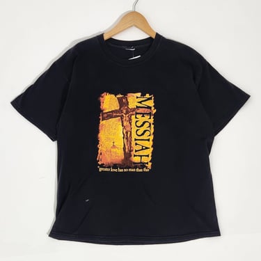 Vintage Y2K Jesus Messiah &quot;Greater Love has no Man than this&quot; T-Shirt Sz. L