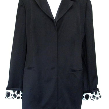 Tuxedo Jacket, Vintage Louis Feraud Blazer, Size 16 Women, Black Wool, Sequin Trim 