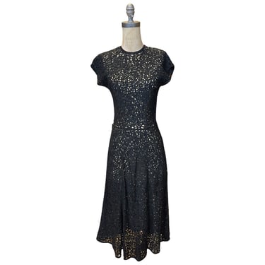 1940s black ribbon dress 