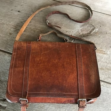 Rustic Brown Leather Briefcase, School Satchel, Messenger Briefcase, Made in England 
