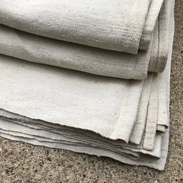 19th C French Homespun Sheet, Fabric, Hand Loomed, Hemp Linen, Trousseau Find, Historical Project Textile, French Farmhouse 