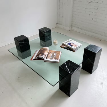 MARBLE CUBES & SQUARE GLASS COFFEE TABLE