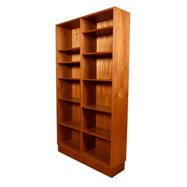 Danish Modern Teak 43″ Bookcase w: Bevelled + Adjustable Shelves