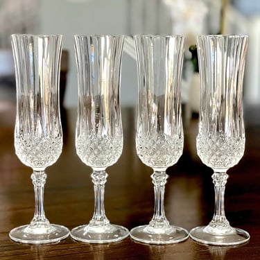 VINTAGE: 2pc Crystal Glass Champaign Flutes - Glasses - Crystal Clear - Toasting - Wedding - Celebrating - SKU 22-D-00011227 