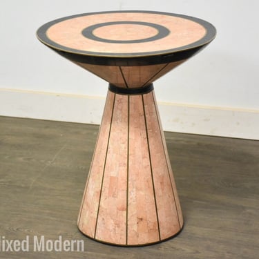 Tessellated Stone and Brass End Table 