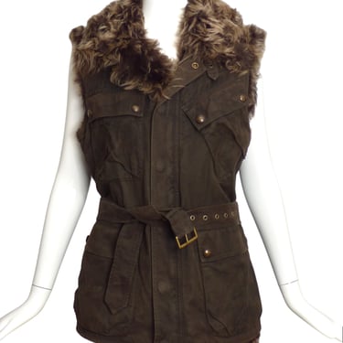 RALPH LAUREN- Cotton &amp; Fur Vest, Size 8