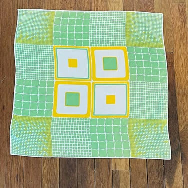 1960’s Green and Yellow Geometric Print Scarf