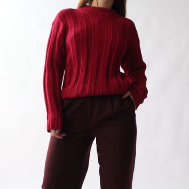 Vintage Raspberry Ribbed Sweater