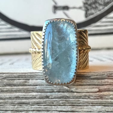 Sagitta Bronze Thick Band - Aquamarine - Size 7