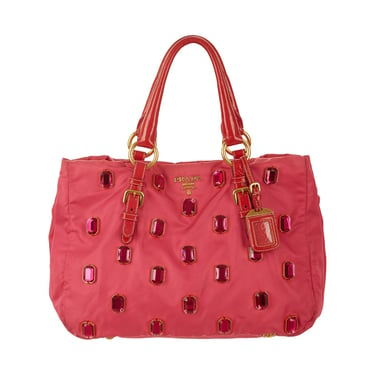Prada Hot Pink Jeweled Jumbo Shoulder Bag
