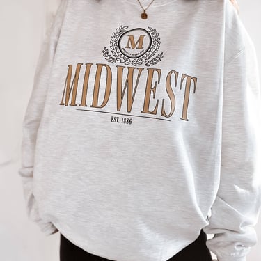 Midwest Vintage Inspired Graphic Sweatshirt - Ash