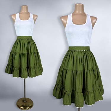 VINTAGE 50s 60s Olive Green Full Swing Skirt by Bettina of Miami 27