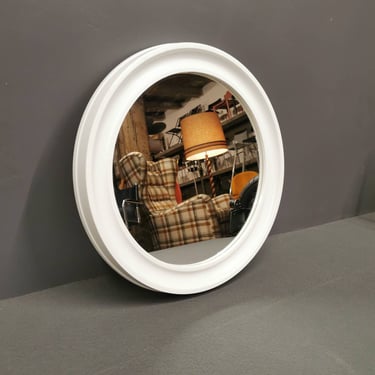 Space Age Plastic White Wall Mirror, Mid Century Wall Mirror, Made In Yugoslavia 70's, MCM Design, Vintage Wall Mirror 