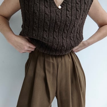 90s Cocoa Lambswool Cable Knit Sweater Vest
