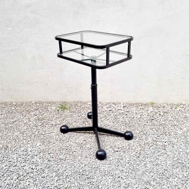 Rare Mid Century Glass and Metal TV Stand / Arredamenti Allegri / Vintage Side Table / Vintage End Table / Glass Table / Italy 1970 / '70s 