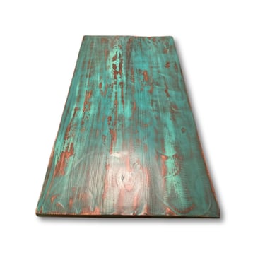 2" Thick Rustic Wood DIY Table Top, Teal Color, Bali Wood, Nautical Blue Slab 