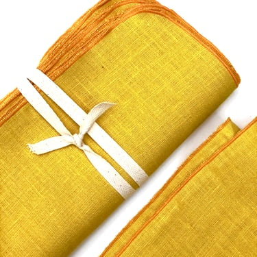 18 inch Yellow Linen Napkins, Cloth Dinner, Wedding, Bright Color Table Linens 