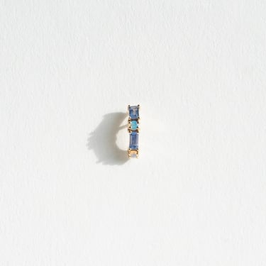 Sapphire & Opal Pillar Huggie Hoop Earring