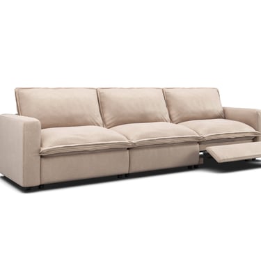 Homebody Beige Shell 3 Seat Sectional w 3 Recliners Sofa Couch FFE258-17