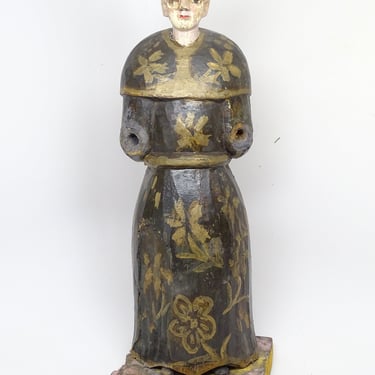 Early 1900's Santos Saint Vincent Ferrer, Antique Hand Carved Wooden Statue, Vintage Religious Folk Art from Philippines 