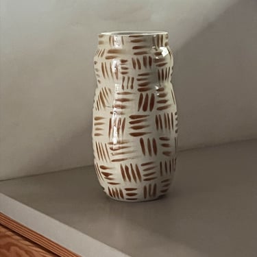 Handmade Ceramic Hashmark Gourd Vase