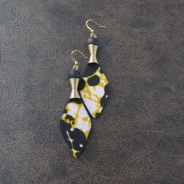 African print Ankara earrings yellow/black 11 