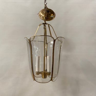 Vintage Brass and Glass 3-Light Tulip Pendant