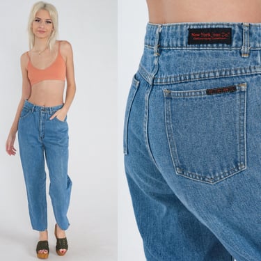 90s Mom Jeans High Waisted Jeans Straight Leg Jeans Relaxed Blue Denim Pants Retro Streetwear Basic Boyfriend Pants 1990s Vintage Small 28 