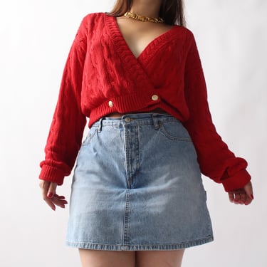 Vintage Crimson Cropped Sweater